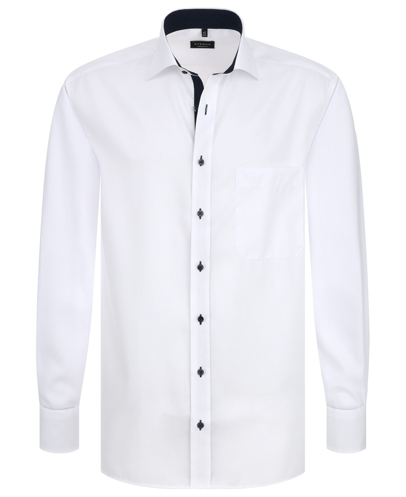 Eterna Long Sleeve Shirt White Opaque 8100-00-e137 - Comfort Fit Shirt Men