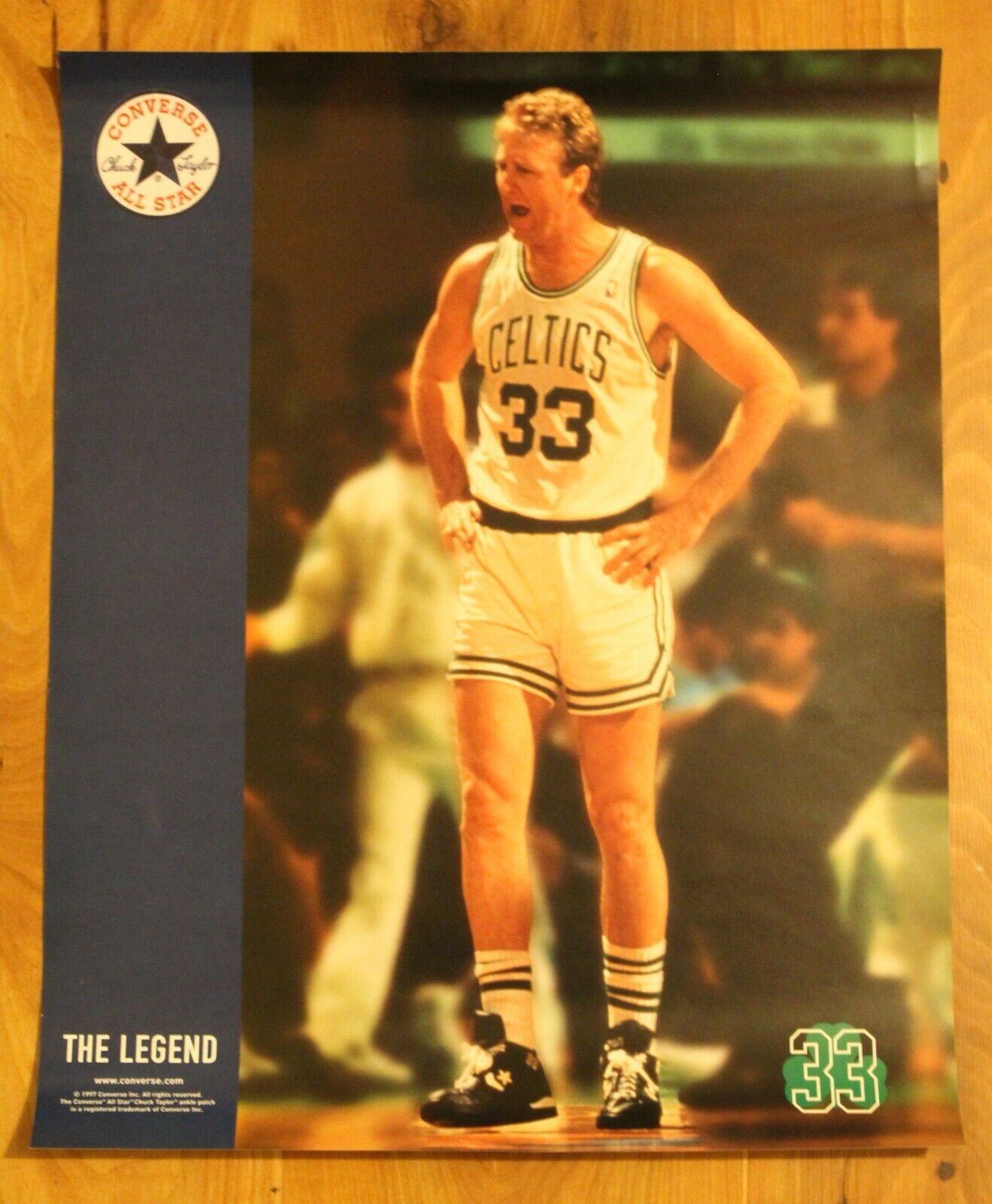 Larry Bird Vintage Converse Poster, 21.5"x25.5", Boston Celtics, Nos