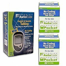 Prodigy Autocode Glucose Meter Kit Combo  (meter Kit And Test Strips 100ct)