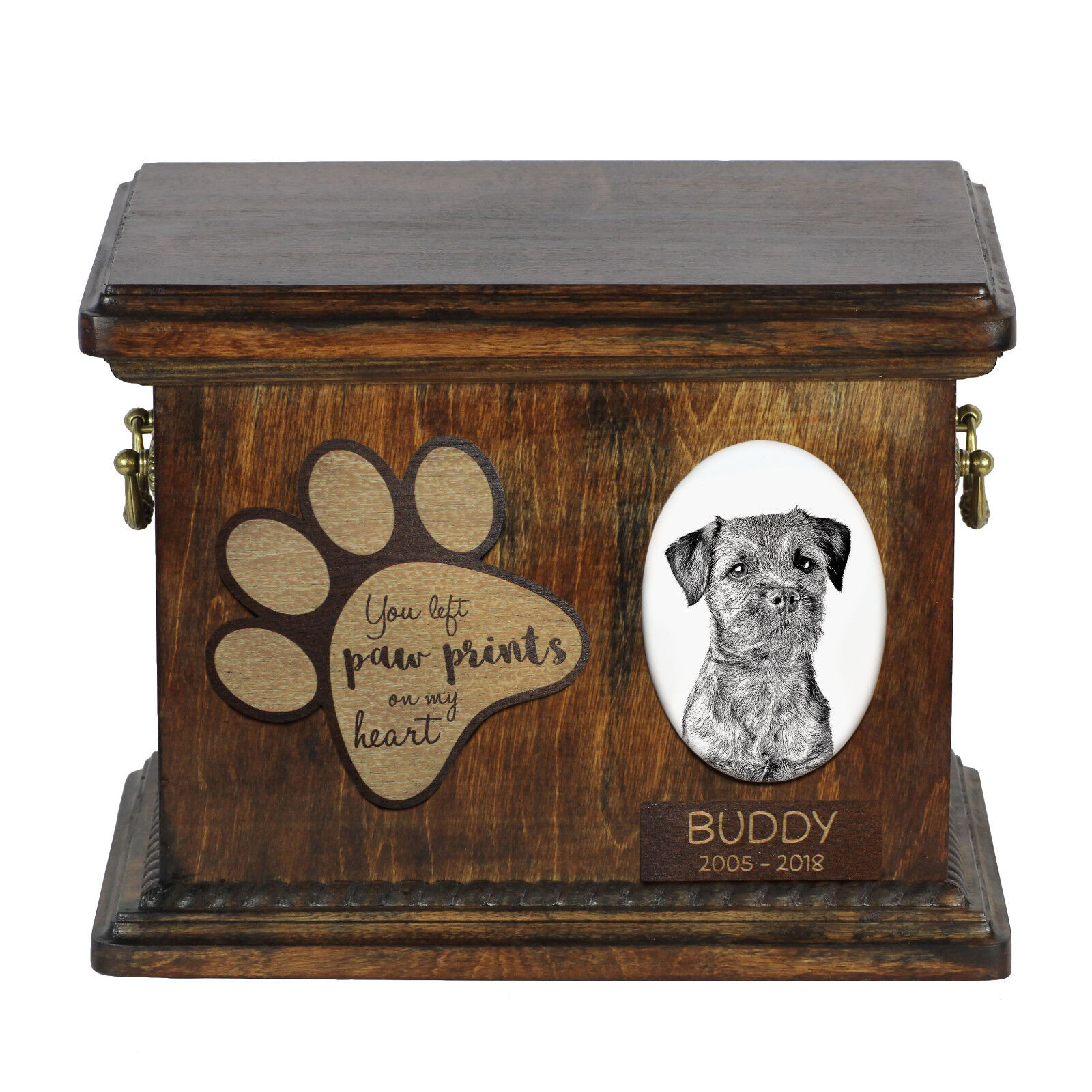 Border Terrier, Dog, Exclusive Urn With Ceramic Plate, Art Dog Ca