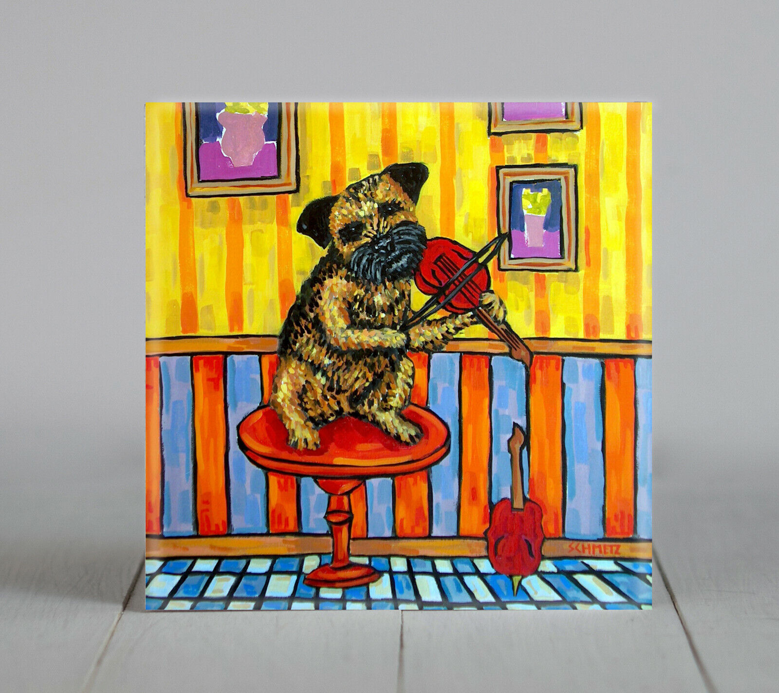 Border Terrier Vilinist Dog Art Tile Coaster A Nimal Decor Gift Modern Folk