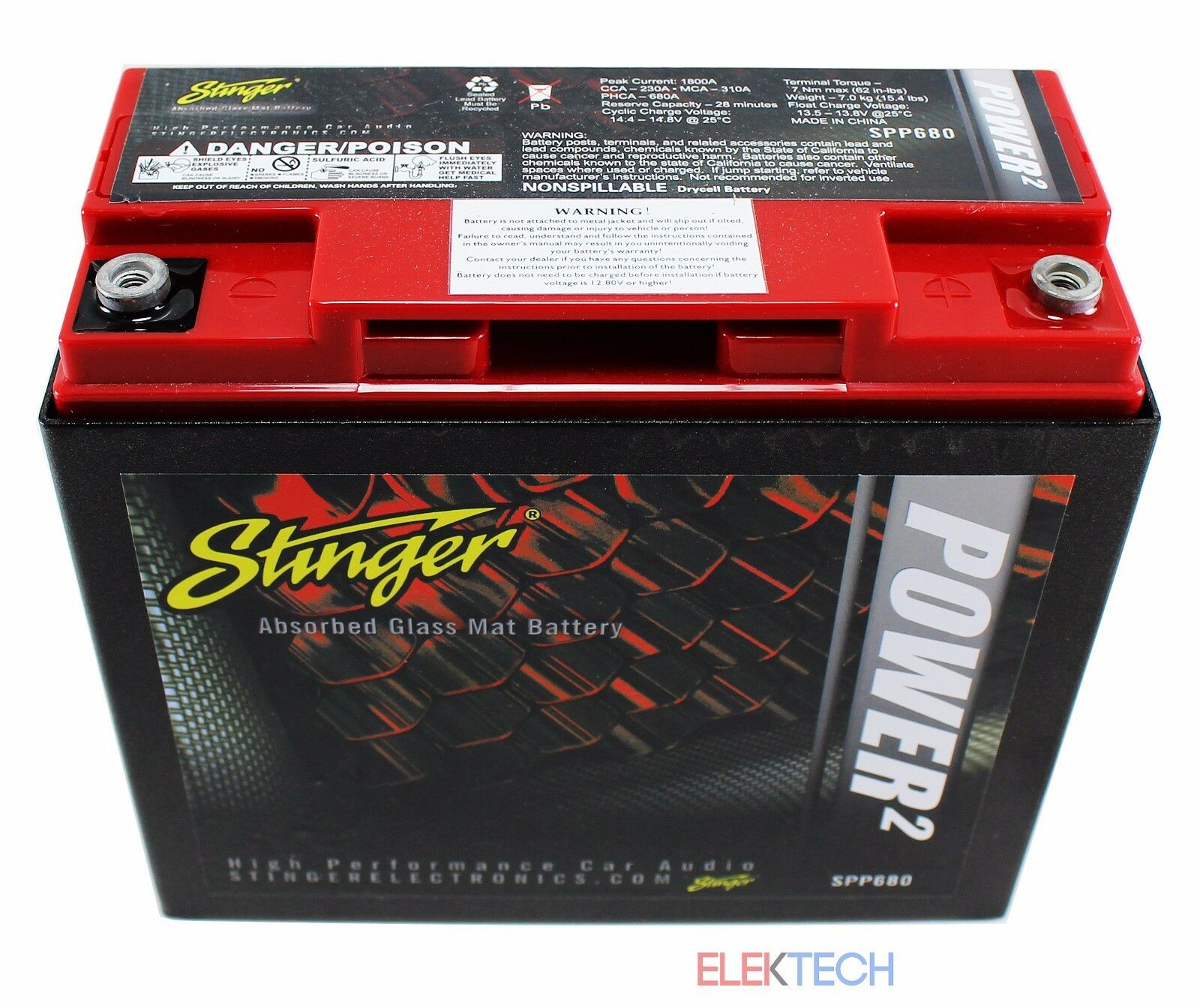 Stinger Spp680 Battery 680 Amps Spp Series Dry Cell Car Audio W/ Steel Case New