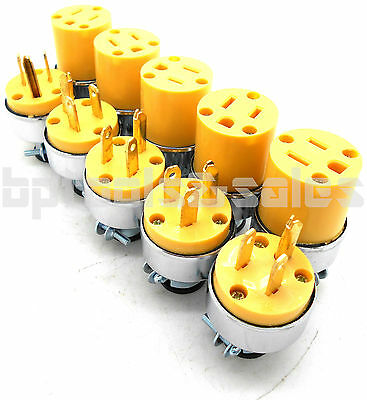 (10-pc) Male & Female Extension Cord Replacement Electrical Plugs 15amp 125v End