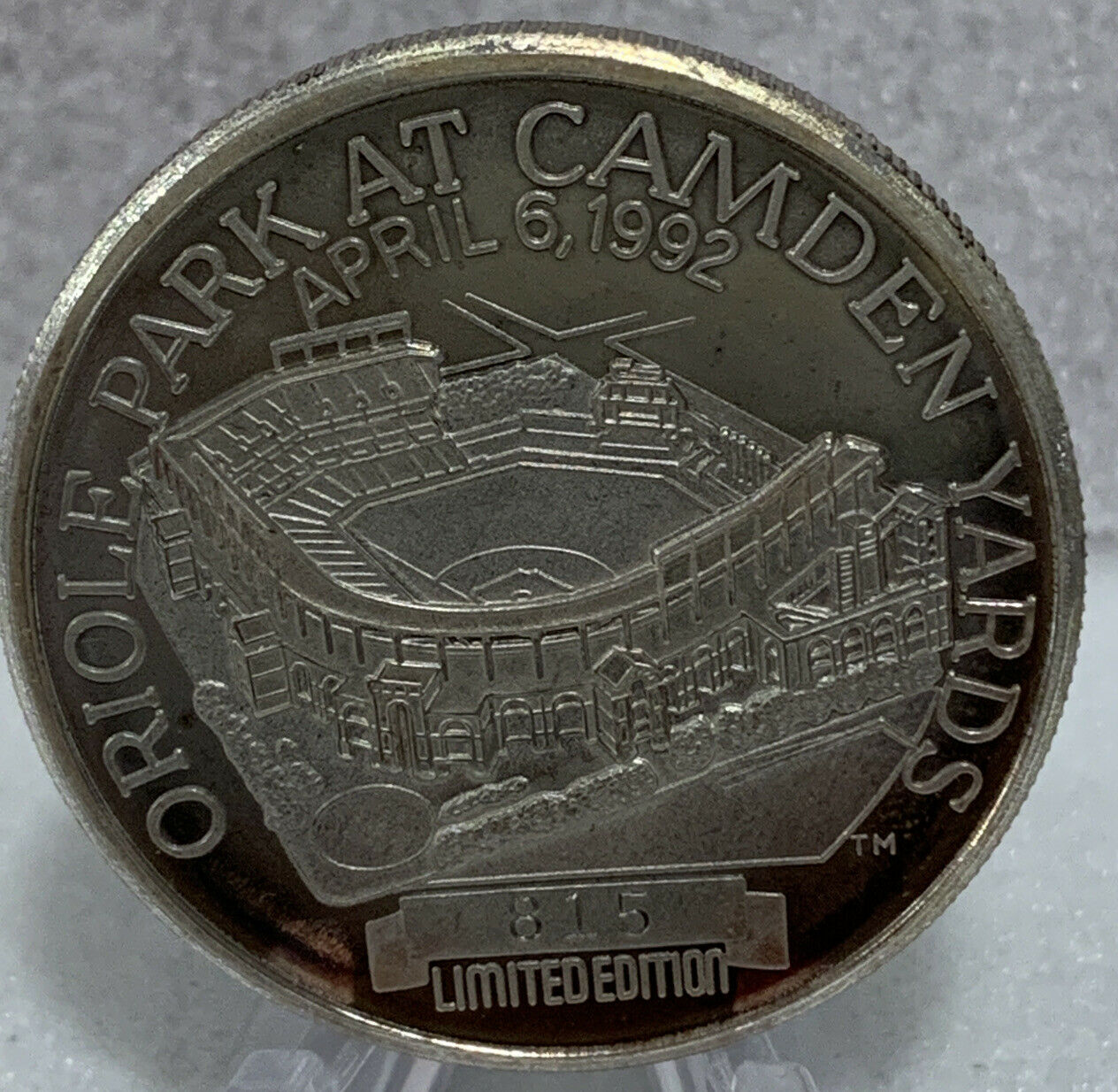 * April 6, 1992 Opening Day Camden Yards / Memorial Stadium 1 Oz Fine Silver.999