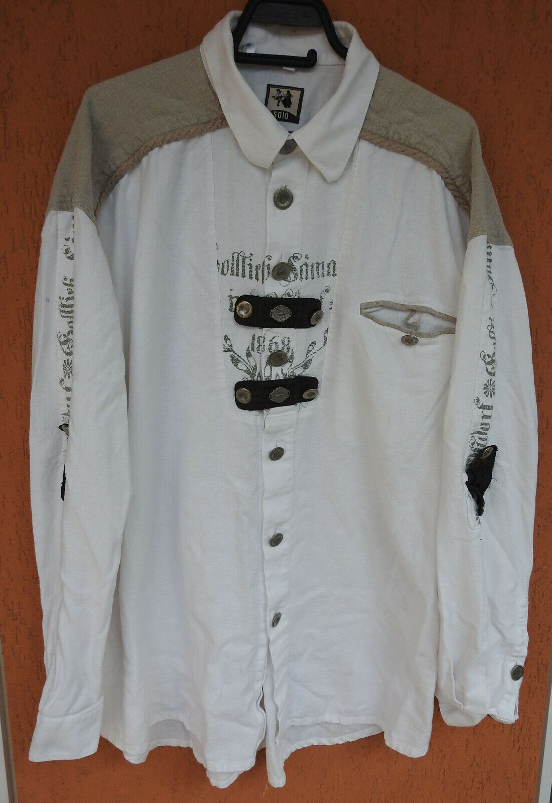 Solo Trachten Traditional Mens Linen Cotton Shirt Heavyweight Long Sleeve (3xl)