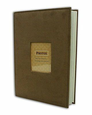 Suede Cover Brown Photo Album Holds 300 4"x6" Pictures 3 Per Page