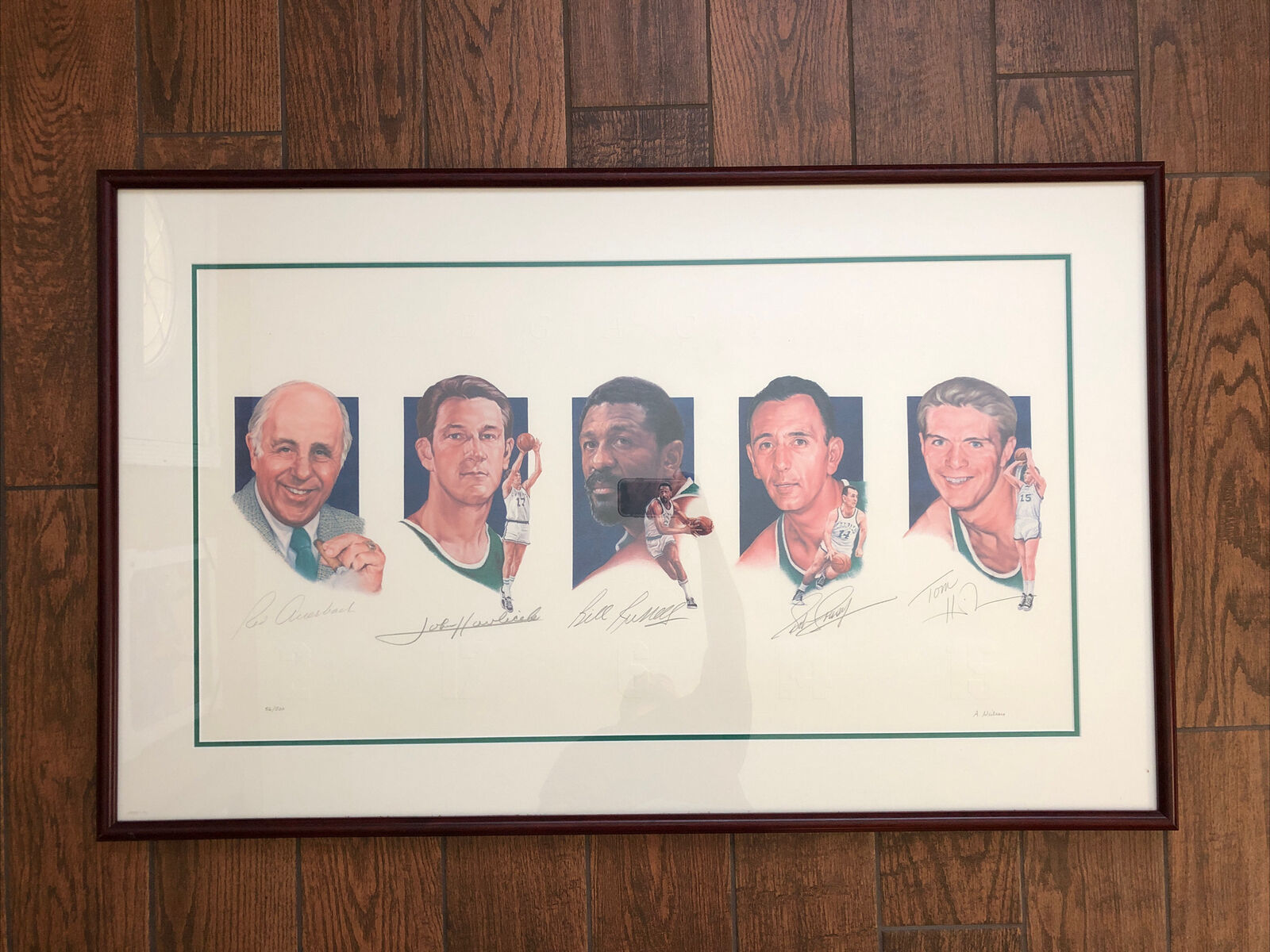 Boston Celtics Legends Lithograph 56/500 Signed Russell Cousy Auerbach Havlicek