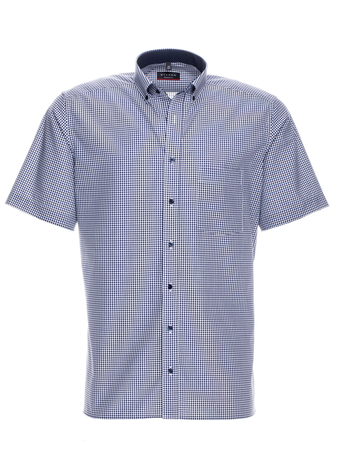 Eterna Short Sleeve Shirt Blue Checkered 8913-16-c143 - Modern Fit Shirt Men