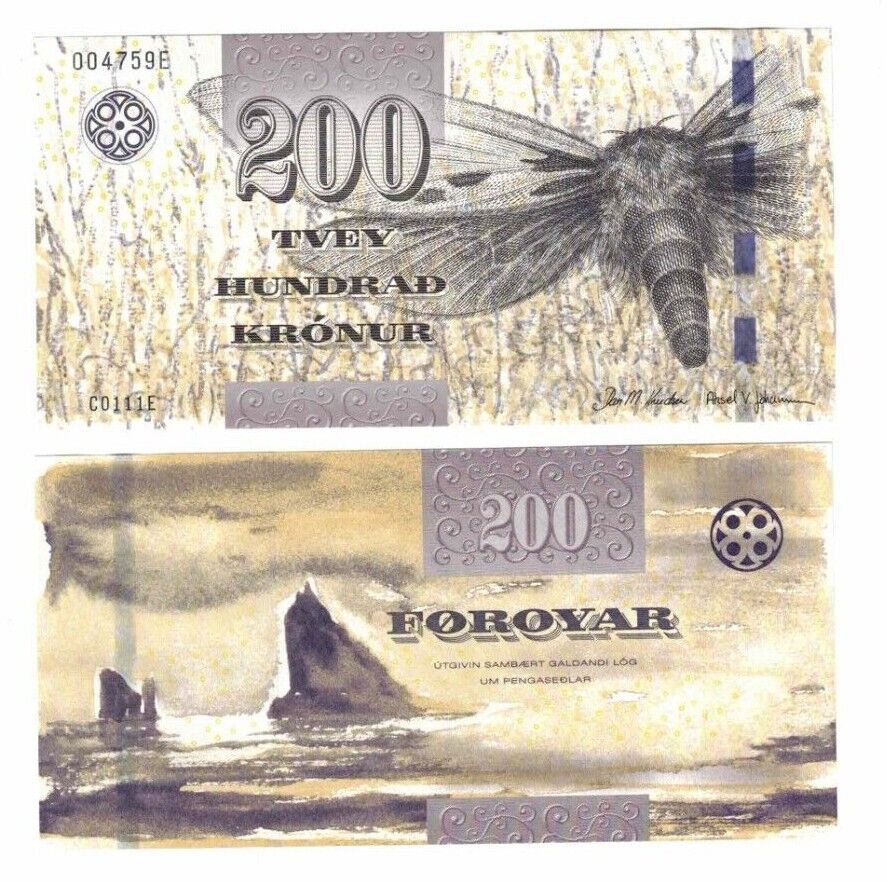 2011 Faeroe Islands 200 Kronur Banknote Unc P31 Faroe